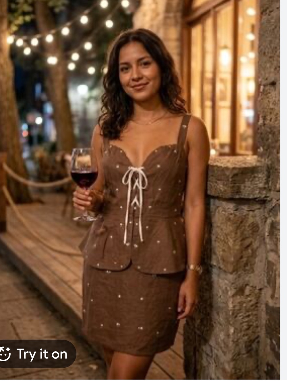 NWT Fanm Mon Helaina Floral Embroidered Bow Front Sweetheart Neck Peplum Mini Dr
